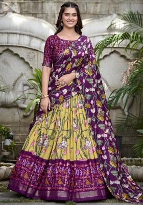 Yellow Embroiderd Silk Lehenga Set