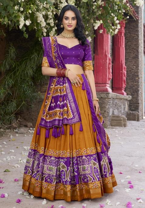 Yellow Embroiderd Silk Lehenga Set