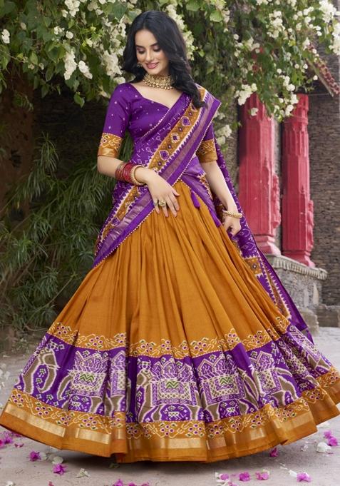 Yellow Embroiderd Silk Lehenga Set