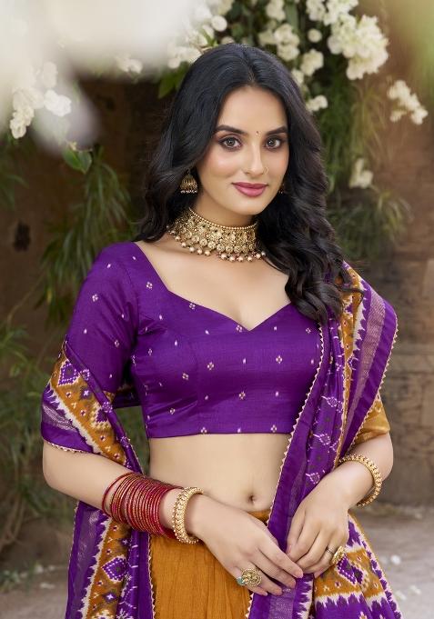 Yellow Embroiderd Silk Lehenga Set