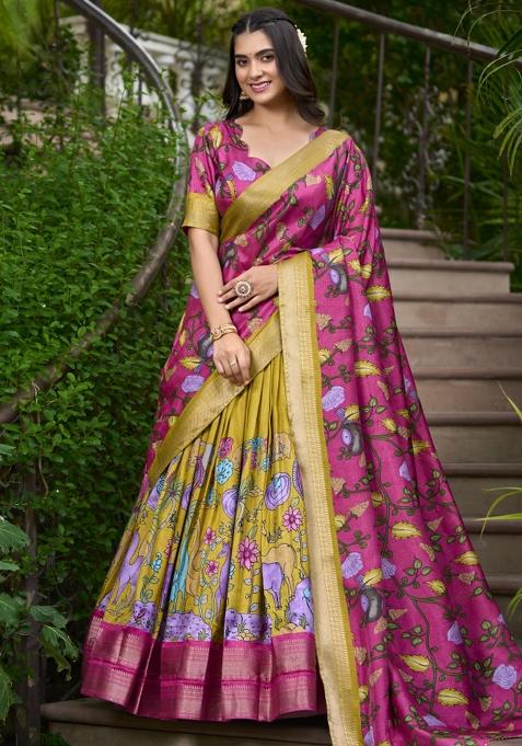 Yellow Embroiderd Silk Lehenga Set