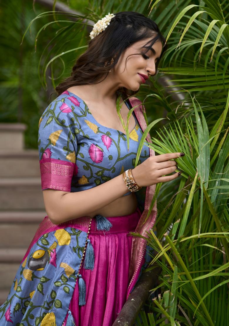 Pink Embroiderd Silk Lehenga Set