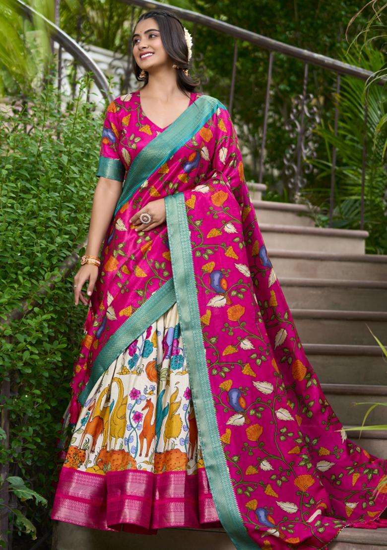 White Embroiderd Silk Lehenga Set