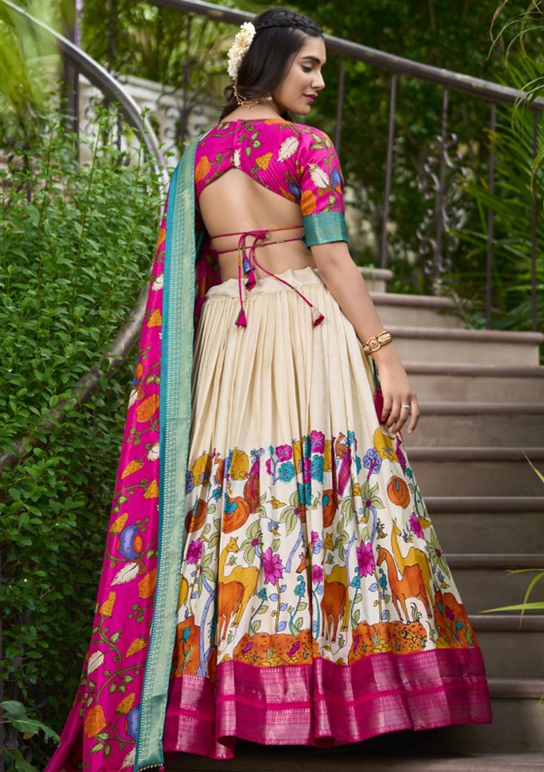 White Embroiderd Silk Lehenga Set