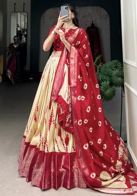 Red Embroiderd Silk Lehenga Set