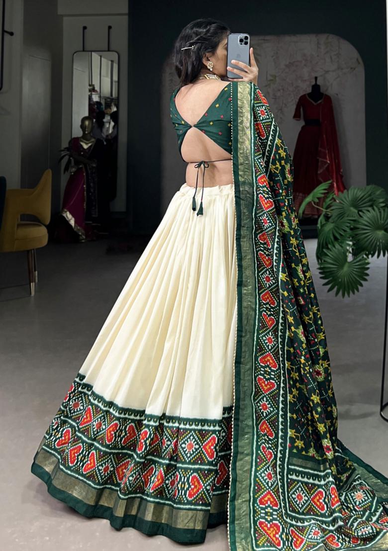 Green Embroiderd Silk Lehenga Set