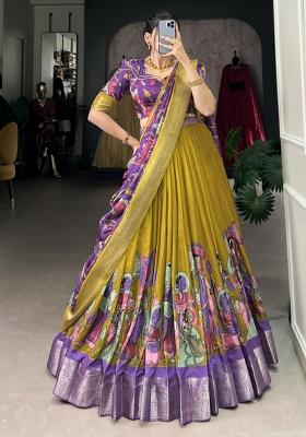 Yellow Embroiderd Silk Lehenga Set