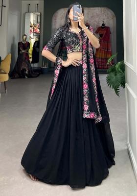 Black Embroiderd Georgette Lehenga Set
