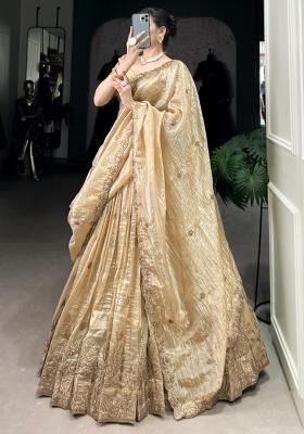 White Embroiderd Blended Lehenga Set