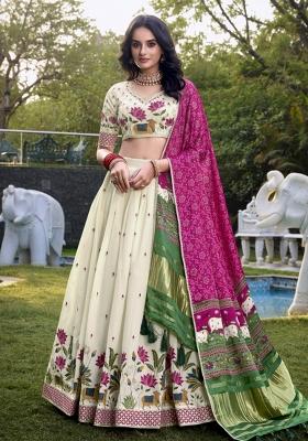 Pink Embroiderd Cotton Lehenga Set