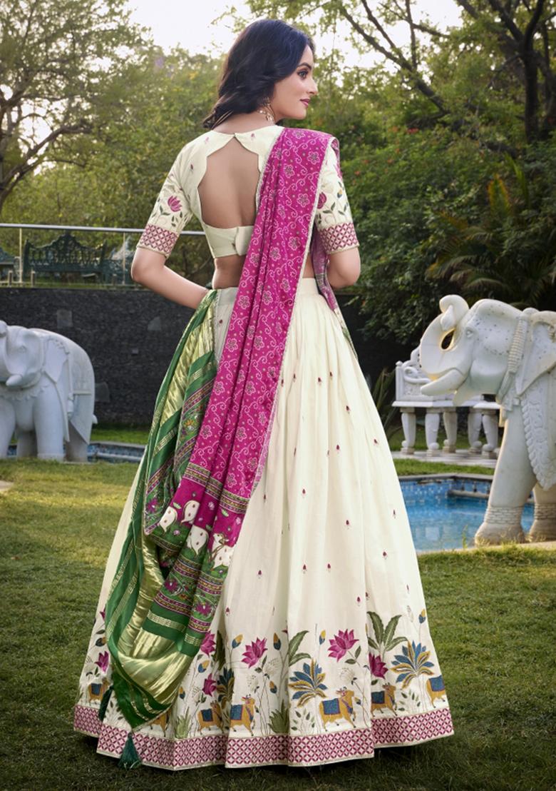 Pink Embroiderd Cotton Lehenga Set