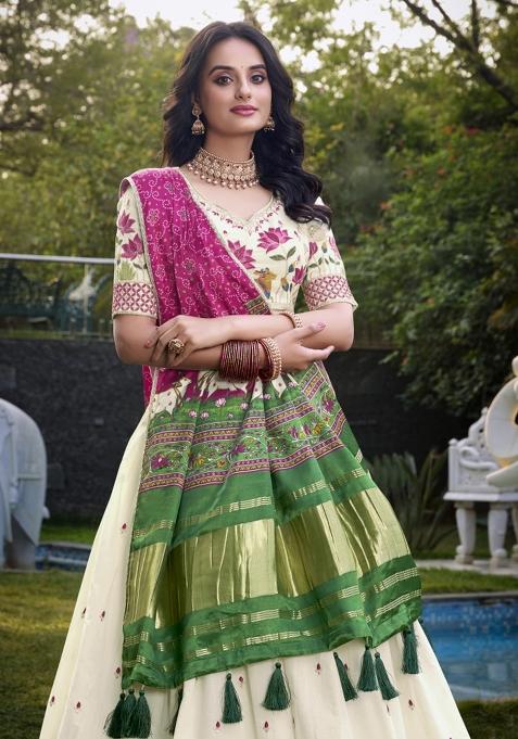 Pink Embroiderd Cotton Lehenga Set
