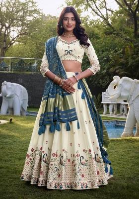 Blue Embroiderd Cotton Lehenga Set