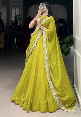 Green Embroiderd Georgette Lehenga Set
