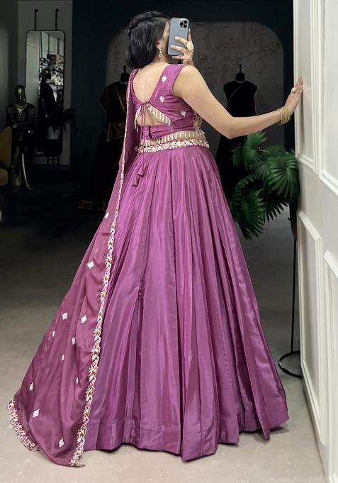 Pink Embroiderd Silk Lehenga Set