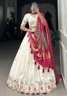Pink Embroiderd Cotton Lehenga Set