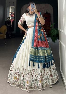 Blue Embroiderd Cotton Lehenga Set