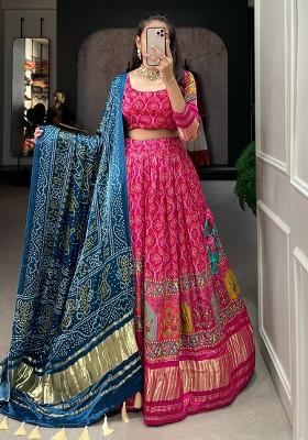 Pink Embroiderd Silk Lehenga Set