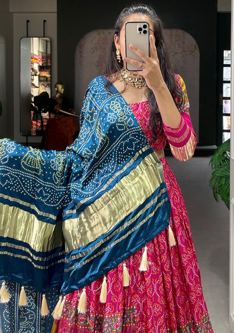 Pink Embroiderd Silk Lehenga Set - Indya