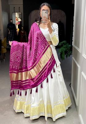 White Embroiderd Silk Lehenga Set