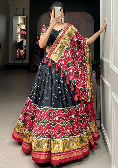 Black Embroiderd Silk Lehenga Set