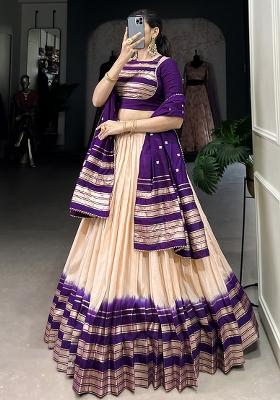 White Embroiderd Chanderi Lehenga Set