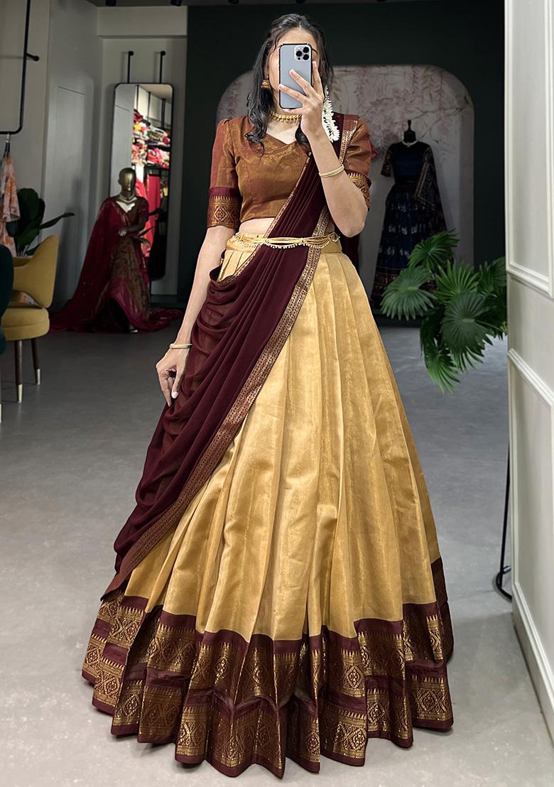 White Embroiderd Blended Lehenga Set