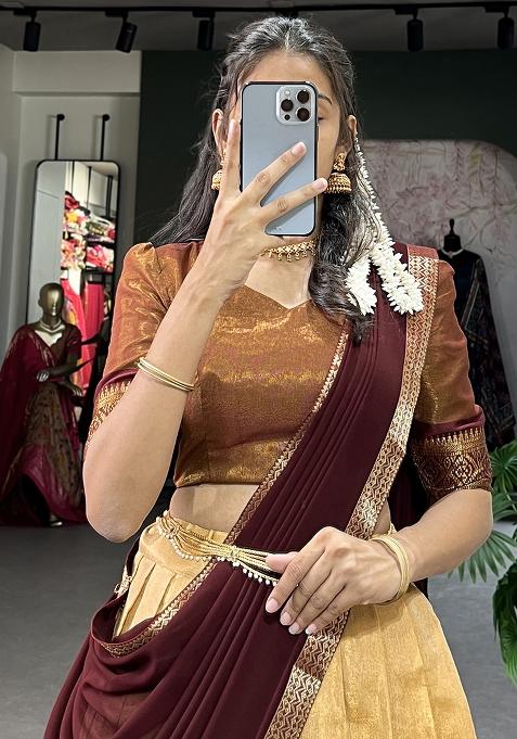 White Embroiderd Blended Lehenga Set