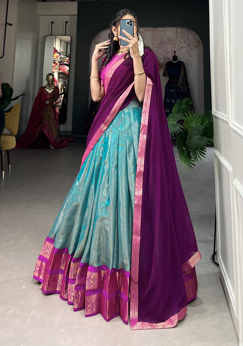 Green Embroiderd Blended Lehenga Set