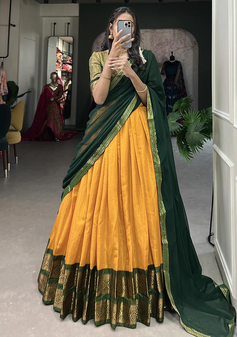 Yellow Embroiderd Blended Lehenga Set