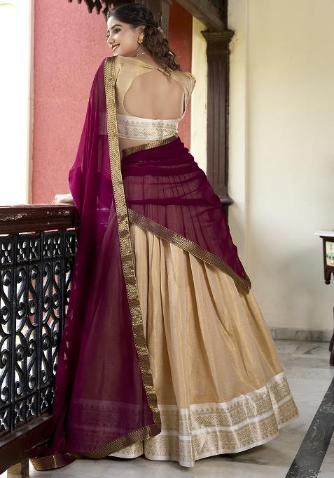 White Embroiderd Blended Lehenga Set