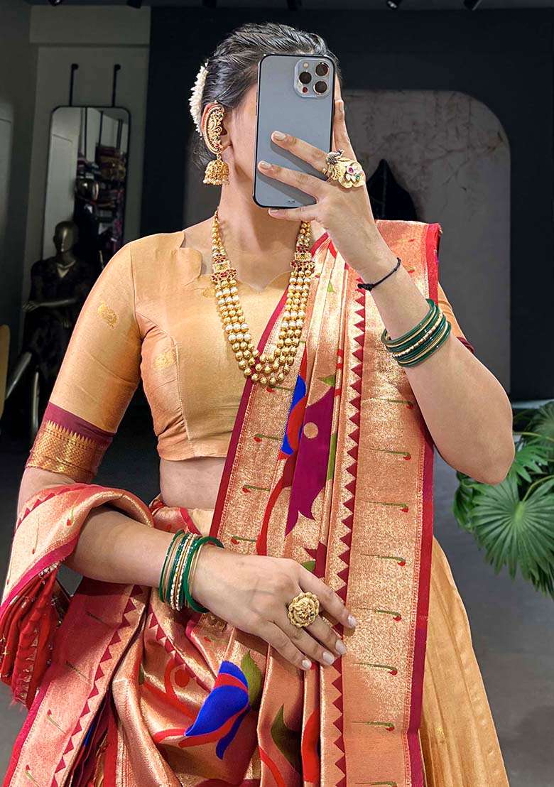 Brown Embroiderd Silk Lehenga Set - Indya