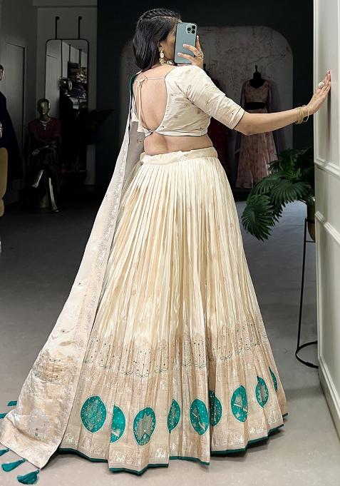 Green Embroiderd Blended Lehenga Set