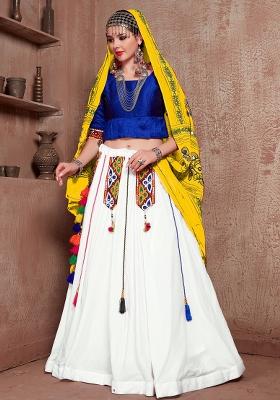 Blue Embroiderd Cotton Lehenga Set