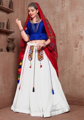 Blue Embroiderd Cotton Lehenga Set