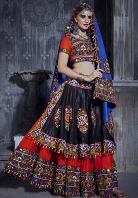 Red Embroiderd Silk Lehenga Set