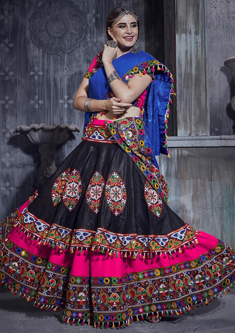 Pink Embroiderd Silk Lehenga Set - Indya