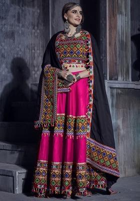 Pink Embroiderd Silk Lehenga Set