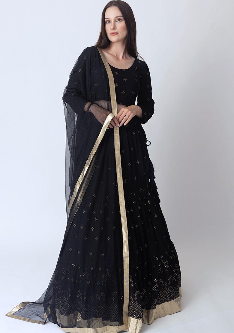 Black Sequine Embroidered Work Georgette Lehenga Choli