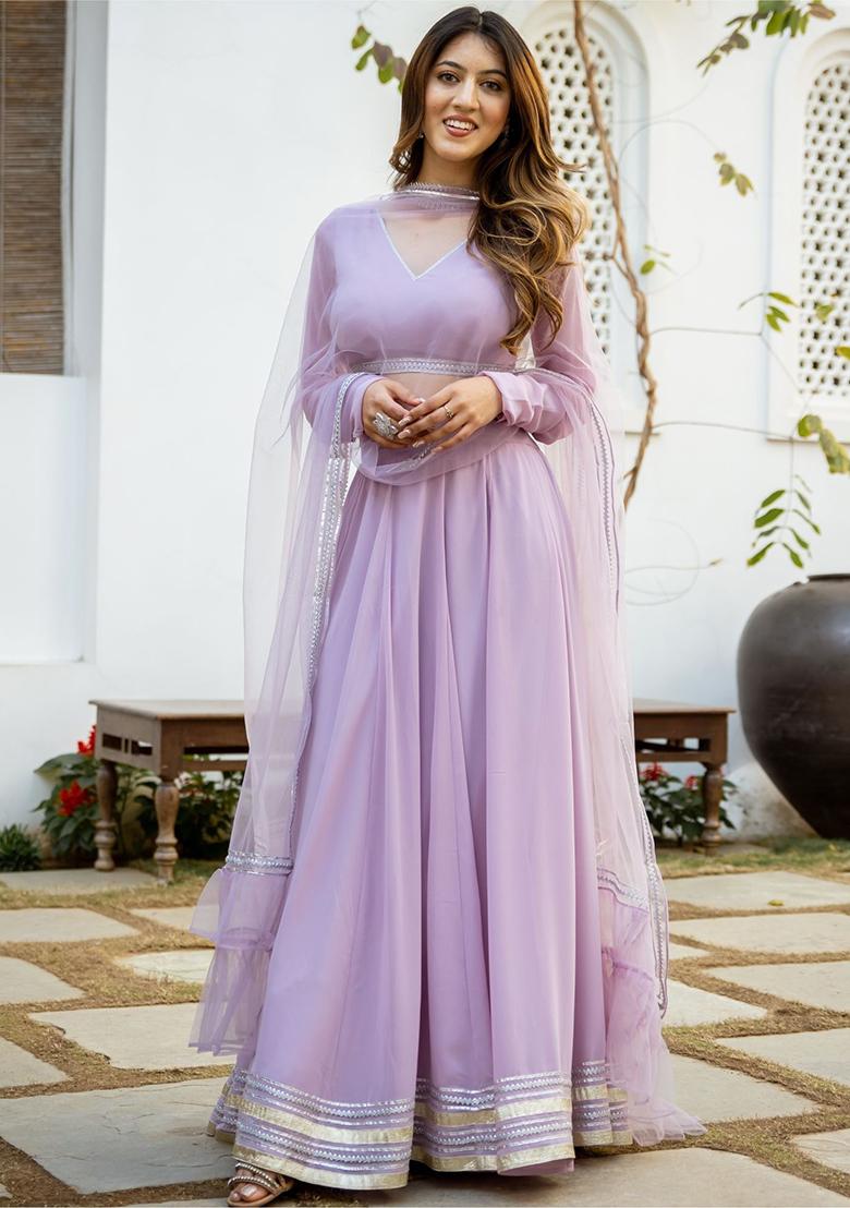 Purple Sequine Embroidered Work Georgette Lehenga Choli