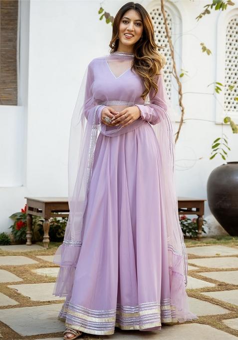 Purple Sequine Embroidered Work Georgette Lehenga Choli