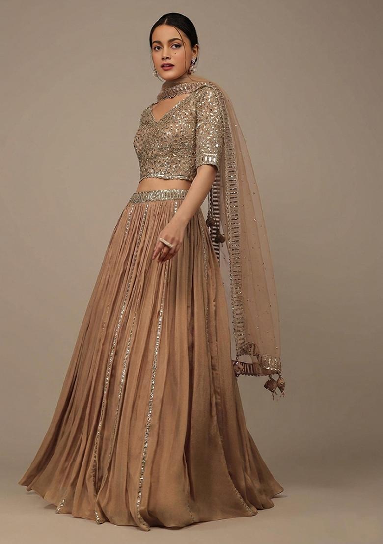 Brown Sequine Embroidered Work Silk Lehenga Choli