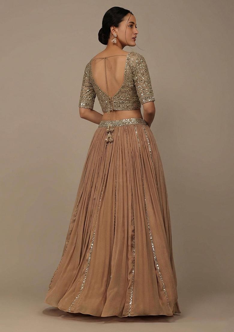 Brown Sequine Embroidered Work Silk Lehenga Choli