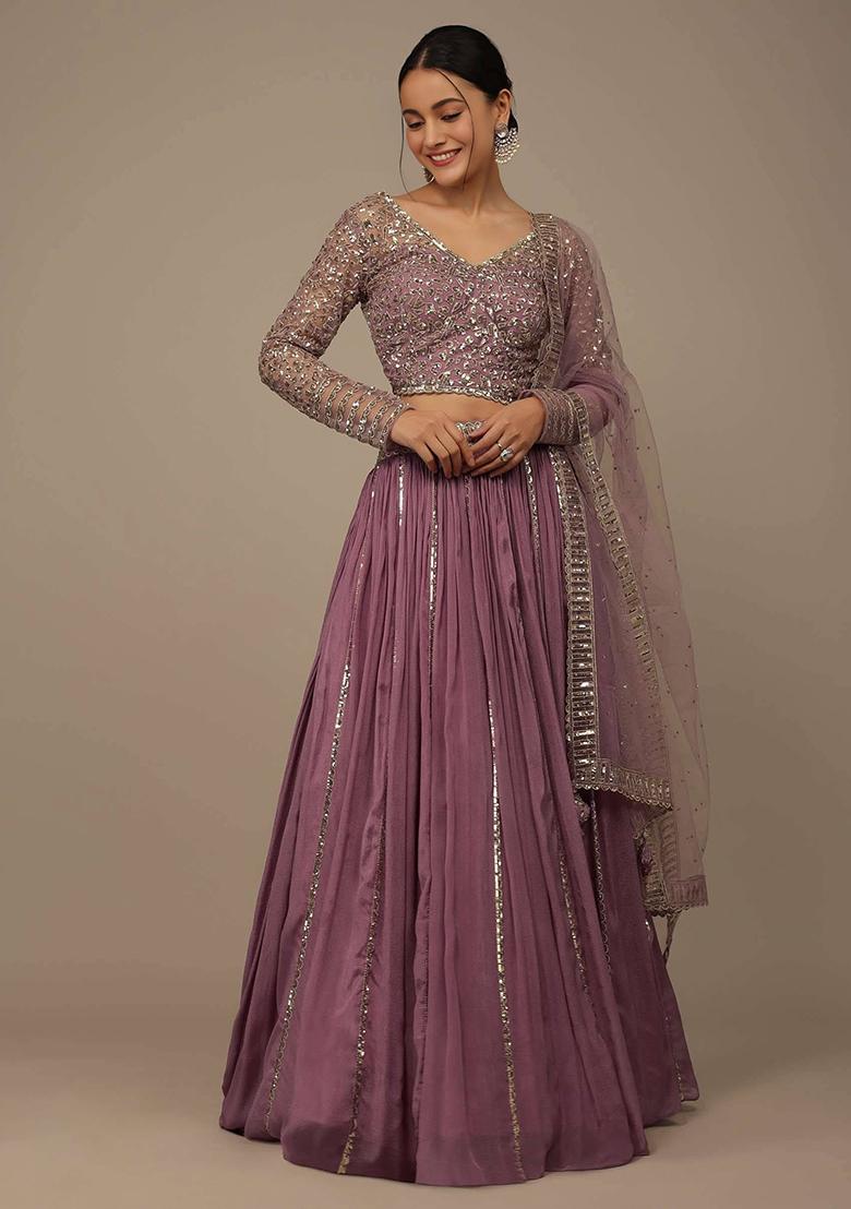 Pink Sequine Embroidered Work Silk Lehenga Choli