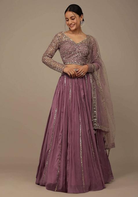 Pink Sequine Embroidered Work Silk Lehenga Choli