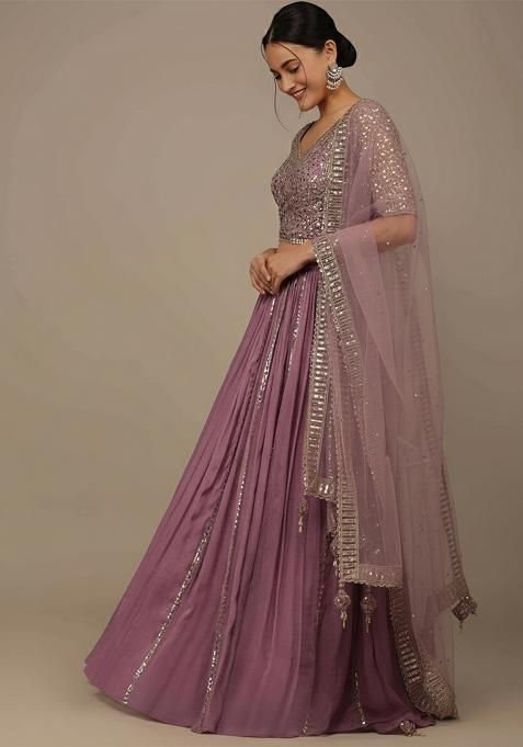 Pink Sequine Embroidered Work Silk Lehenga Choli