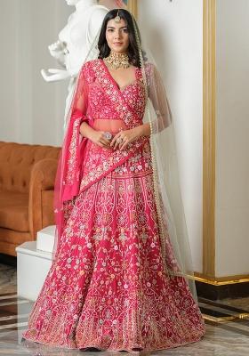 Multi Embellished Net Lehenga set
