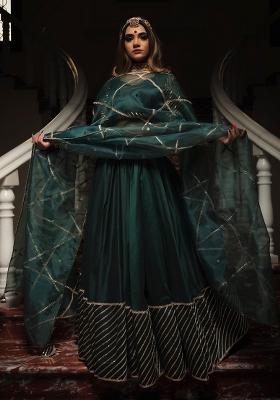 Multi Embellished Shimmer Organza Lehenga set