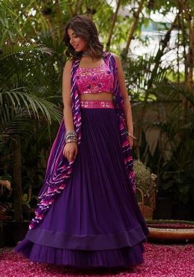 Multi Solid Georgette Lehenga set