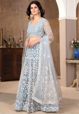 Multi Embellished Net Lehenga set